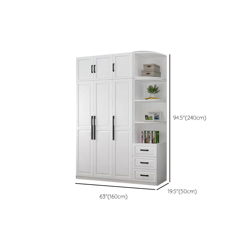 Freestanding Wood Frame Wardrobe Modern Hinged Soft Close Doors Wardrobe and Drawers Clearhalo 'Armoires & Wardrobes' 'armoires_wardrobes' 'Bedroom Furniture' 'furn' 'furn_armoires_wardrobes' 'Furniture' 7295717