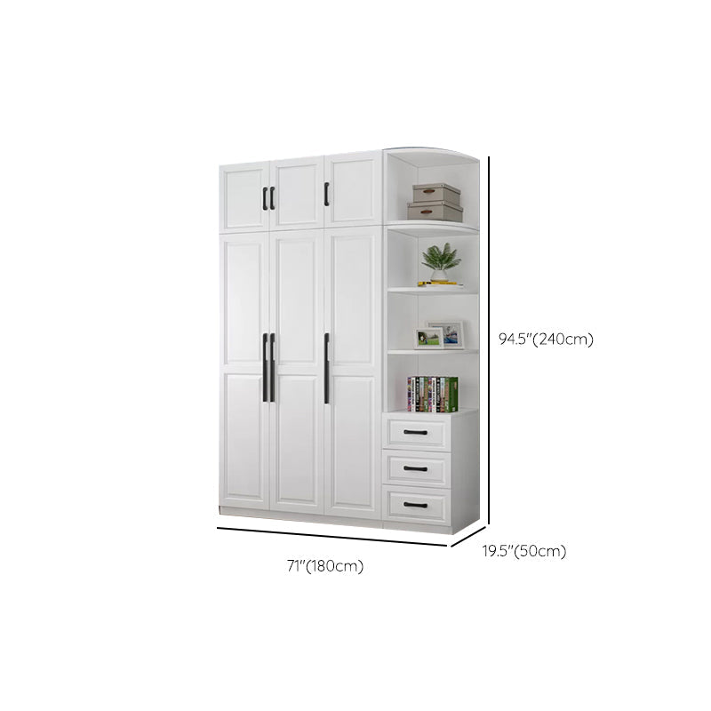 Freestanding Wood Frame Wardrobe Modern Hinged Soft Close Doors Wardrobe and Drawers Clearhalo 'Armoires & Wardrobes' 'armoires_wardrobes' 'Bedroom Furniture' 'furn' 'furn_armoires_wardrobes' 'Furniture' 7295718