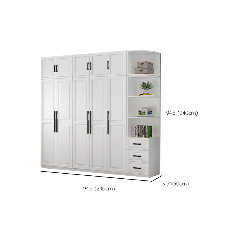 Freestanding Wood Frame Wardrobe Modern Hinged Soft Close Doors Wardrobe and Drawers Clearhalo 'Armoires & Wardrobes' 'armoires_wardrobes' 'Bedroom Furniture' 'furn' 'furn_armoires_wardrobes' 'Furniture' 7295721