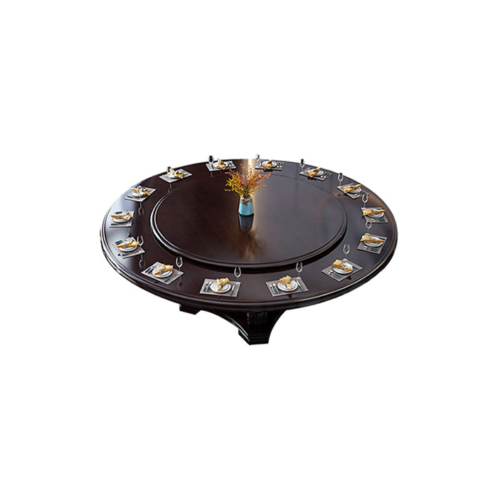 Round Solid Wood Dining Table Modern Turntable Furniture with Pedestal Base Black 51.2"L x 51.2"W x 29.5"H Without Chairs Clearhalo 'Dining Tables & Seating' 'Dining Tables' 'dining_table' 'furn' 'furn_dining_table' 'Furniture' 'furniture_dining_table' 'Kitchen & Dining Furniture' 'kitchen' 'kitchen_dining_table' 7295906