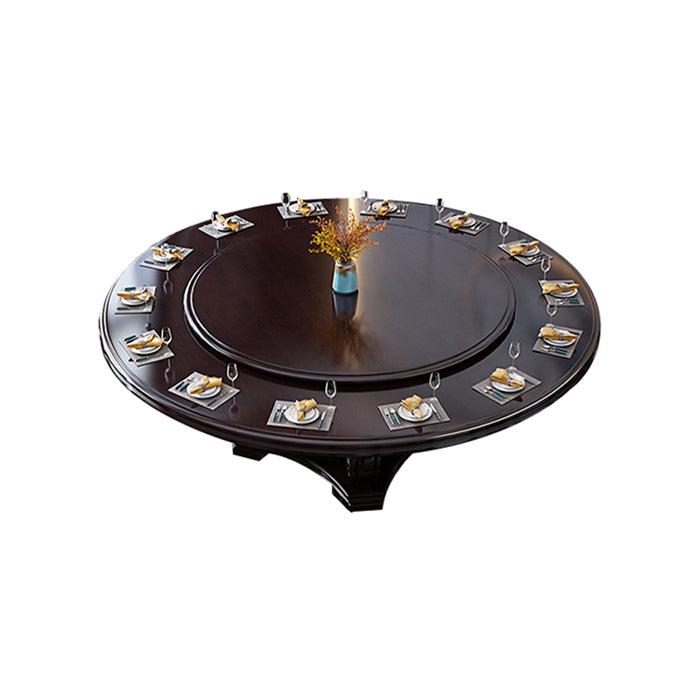 Round Solid Wood Dining Table Modern Turntable Furniture with Pedestal Base Black 59.1"L x 59.1"W x 29.5"H Without Chairs Clearhalo 'Dining Tables & Seating' 'Dining Tables' 'dining_table' 'furn' 'furn_dining_table' 'Furniture' 'furniture_dining_table' 'Kitchen & Dining Furniture' 'kitchen' 'kitchen_dining_table' 7295908