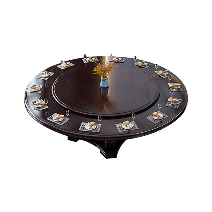 Round Solid Wood Dining Table Modern Turntable Furniture with Pedestal Base Black 63"L x 63"W x 29.5"H Without Chairs Clearhalo 'Dining Tables & Seating' 'Dining Tables' 'dining_table' 'furn' 'furn_dining_table' 'Furniture' 'furniture_dining_table' 'Kitchen & Dining Furniture' 'kitchen' 'kitchen_dining_table' 7295909
