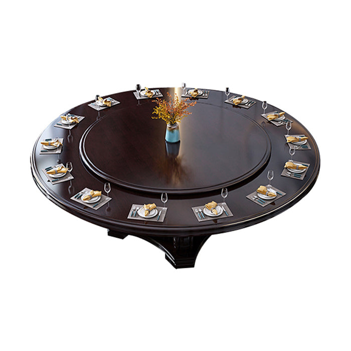 Round Solid Wood Dining Table Modern Turntable Furniture with Pedestal Base Black 70.9"L x 70.9"W x 29.5"H Without Chairs Clearhalo 'Dining Tables & Seating' 'Dining Tables' 'dining_table' 'furn' 'furn_dining_table' 'Furniture' 'furniture_dining_table' 'Kitchen & Dining Furniture' 'kitchen' 'kitchen_dining_table' 7295910