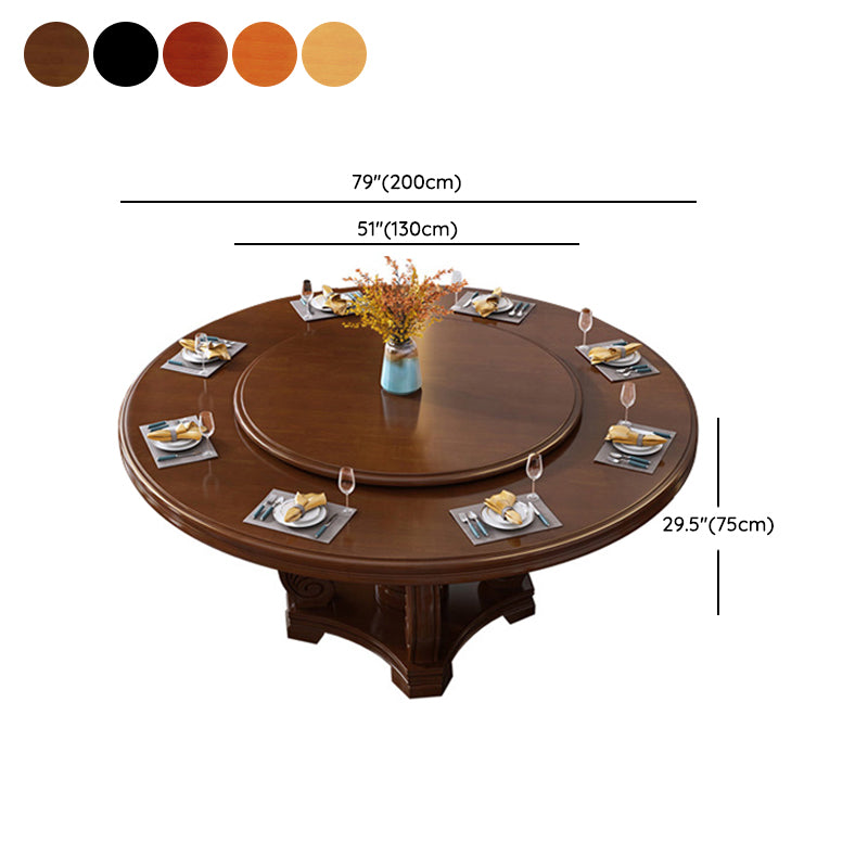 Round Solid Wood Dining Table Modern Turntable Furniture with Pedestal Base Clearhalo 'Dining Tables & Seating' 'Dining Tables' 'dining_table' 'furn' 'furn_dining_table' 'Furniture' 'furniture_dining_table' 'Kitchen & Dining Furniture' 'kitchen' 'kitchen_dining_table' 7295916