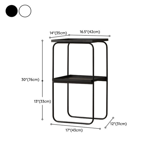 Mid-Century Tray Side Table Iron Sled Base End Table with Shelf