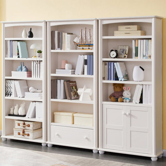 White Wooden Bookshelf Standard Shelves Included Closed Back Bookcase