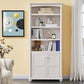 White Wooden Bookshelf Standard Shelves Included Closed Back Bookcase
