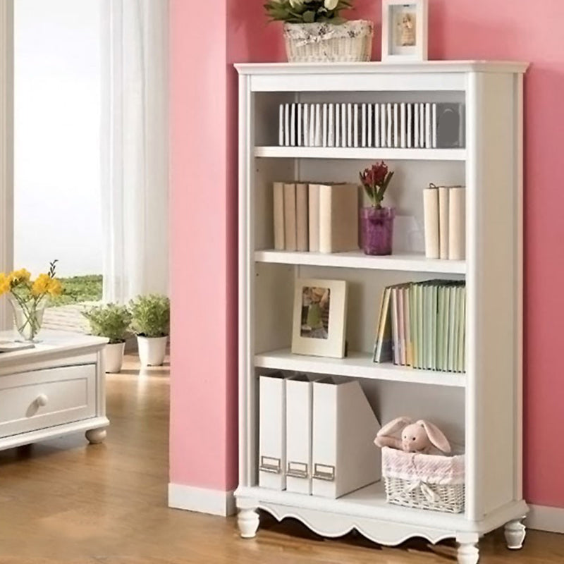 White Wooden Bookshelf Standard Shelves Included Closed Back Bookcase