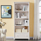 White Wooden Bookshelf Standard Shelves Included Closed Back Bookcase