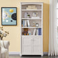 White Wooden Bookshelf Standard Shelves Included Closed Back Bookcase