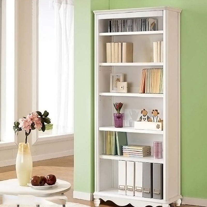 White Wooden Bookshelf Standard Shelves Included Closed Back Bookcase