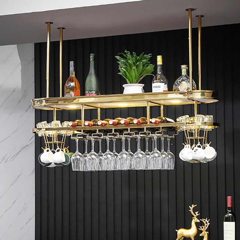 Hanging Wine Rack Holder Modern Stainless Steel Wine Rack in Gold Clearhalo 'furn' 'furn_wine_racks' 'Furniture' 'Kitchen & Dining Furniture' 'Wine Racks' 'wine_racks' 7296430