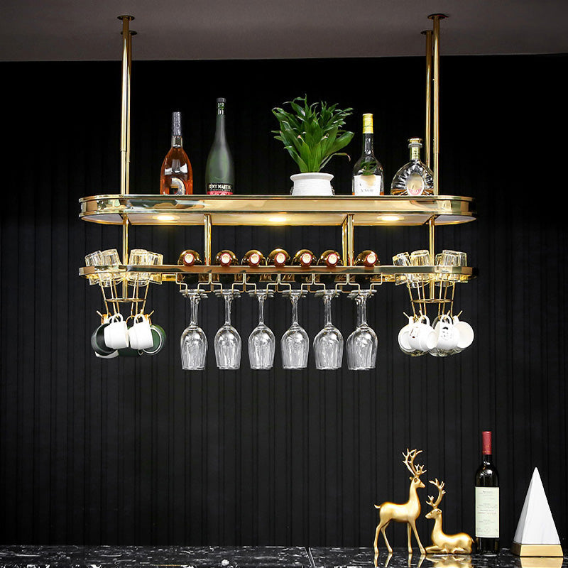 Hanging Wine Rack Holder Modern Stainless Steel Wine Rack in Gold Clearhalo 'furn' 'furn_wine_racks' 'Furniture' 'Kitchen & Dining Furniture' 'Wine Racks' 'wine_racks' 7296433