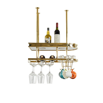 Hanging Wine Rack Holder Modern Stainless Steel Wine Rack in Gold 23.5"L x 12"W x 13"H Gold 1 Piece Clearhalo 'furn' 'furn_wine_racks' 'Furniture' 'Kitchen & Dining Furniture' 'Wine Racks' 'wine_racks' 7296436