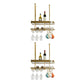 Hanging Wine Rack Holder Modern Stainless Steel Wine Rack in Gold 23.5"L x 12"W x 13"H Gold 2 Piece Set Clearhalo 'furn' 'furn_wine_racks' 'Furniture' 'Kitchen & Dining Furniture' 'Wine Racks' 'wine_racks' 7296439