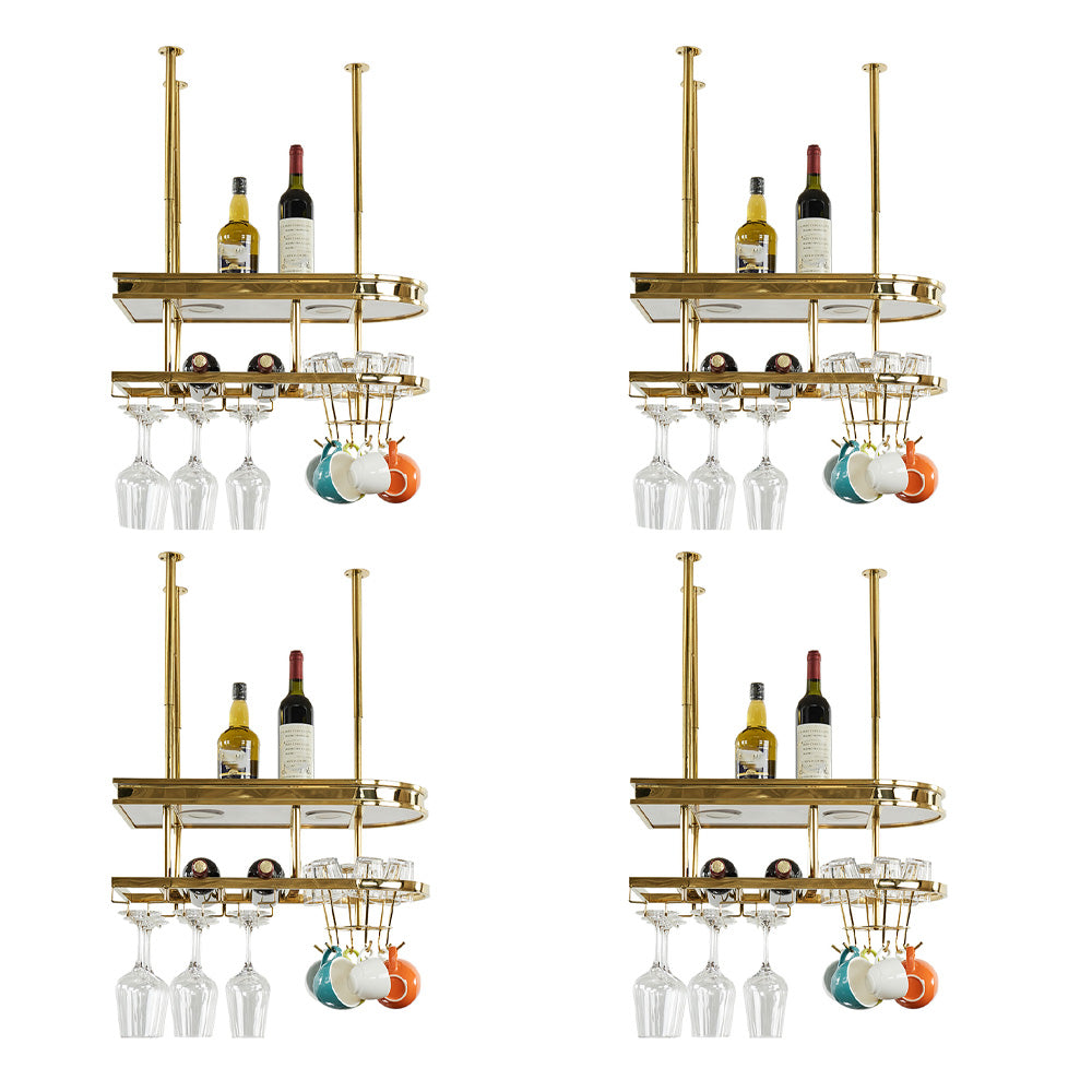 Hanging Wine Rack Holder Modern Stainless Steel Wine Rack in Gold 23.5"L x 12"W x 13"H Gold 4 Piece Set Clearhalo 'furn' 'furn_wine_racks' 'Furniture' 'Kitchen & Dining Furniture' 'Wine Racks' 'wine_racks' 7296441