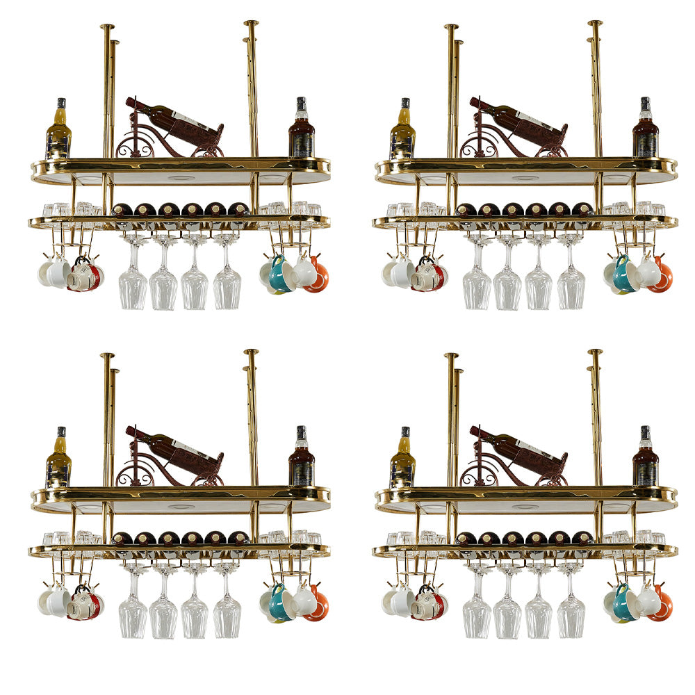 Hanging Wine Rack Holder Modern Stainless Steel Wine Rack in Gold 39"L x 12"W x 13"H Gold-White 4 Piece Set Clearhalo 'furn' 'furn_wine_racks' 'Furniture' 'Kitchen & Dining Furniture' 'Wine Racks' 'wine_racks' 7296446