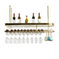Hanging Wine Rack Holder Modern Stainless Steel Wine Rack in Gold 36"L x 11"W x 47"H Gold 1 Piece Clearhalo 'furn' 'furn_wine_racks' 'Furniture' 'Kitchen & Dining Furniture' 'Wine Racks' 'wine_racks' 7296452