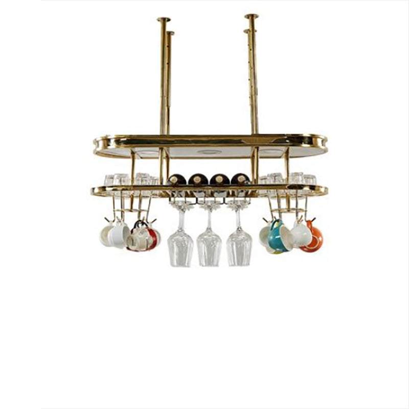 Hanging Wine Rack Holder Modern Stainless Steel Wine Rack in Gold 31"L x 12"W x 13"H Gold-White 1 Piece Clearhalo 'furn' 'furn_wine_racks' 'Furniture' 'Kitchen & Dining Furniture' 'Wine Racks' 'wine_racks' 7296458