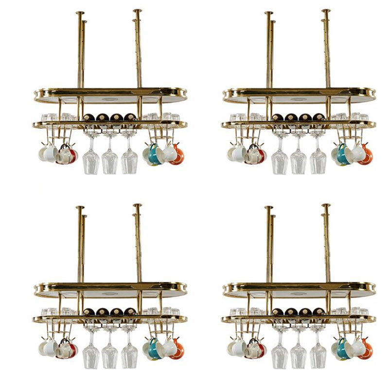 Hanging Wine Rack Holder Modern Stainless Steel Wine Rack in Gold 31"L x 12"W x 13"H Gold-White 4 Piece Set Clearhalo 'furn' 'furn_wine_racks' 'Furniture' 'Kitchen & Dining Furniture' 'Wine Racks' 'wine_racks' 7296460