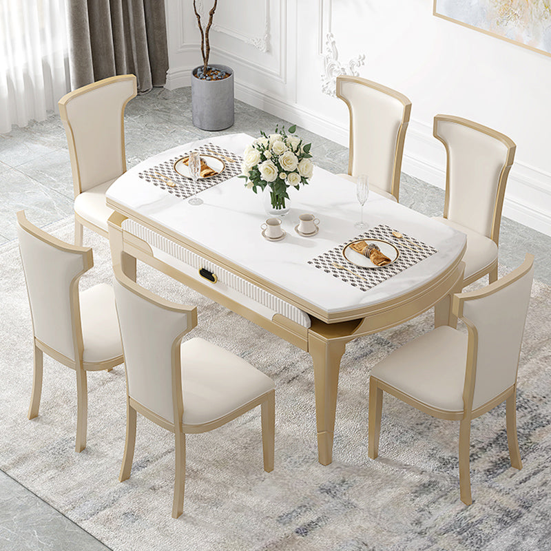 現代の1/2/5/7ピース家具丸い石のダイニングセットホワイト