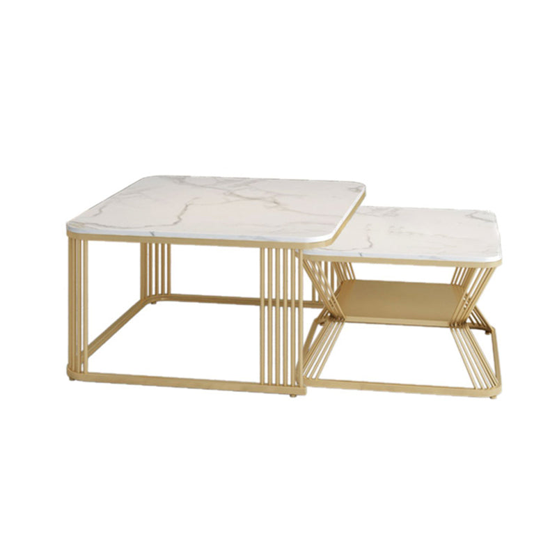 Square Coffee Table Slate Nesting Coffee Table Set with Storage Clearhalo 'Coffee & Accent Tables' 'Coffee Tables' 'coffee_tables' 'furn' 'furn_coffee_tables' 'Furniture' 'Living Room Furniture' 7296608