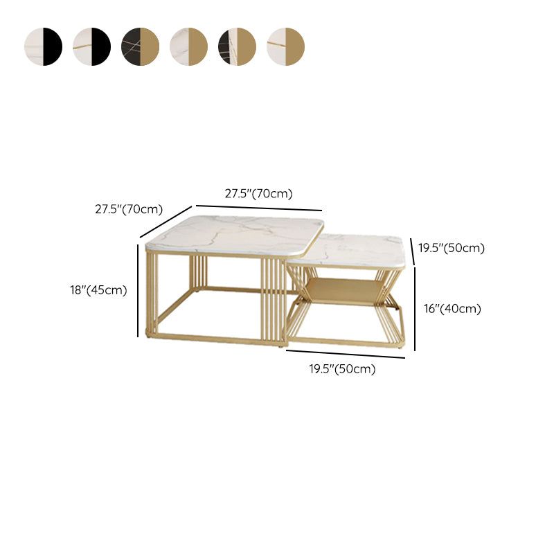 Square Coffee Table Slate Nesting Coffee Table Set with Storage Clearhalo 'Coffee & Accent Tables' 'Coffee Tables' 'coffee_tables' 'furn' 'furn_coffee_tables' 'Furniture' 'Living Room Furniture' 7296615