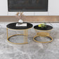 Slate Coffee Table Round Nesting Coffee Table Set for Living Room Black-Gold Gold Clearhalo 'Coffee & Accent Tables' 'Coffee Tables' 'coffee_tables' 'furn' 'furn_coffee_tables' 'Furniture' 'Living Room Furniture' 7296665