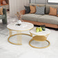 Slate Coffee Table Round Nesting Coffee Table Set for Living Room White-Gold Gold Clearhalo 'Coffee & Accent Tables' 'Coffee Tables' 'coffee_tables' 'furn' 'furn_coffee_tables' 'Furniture' 'Living Room Furniture' 7296667