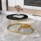 Slate Coffee Table Round Nesting Coffee Table Set for Living Room Black White Gold Clearhalo 'Coffee & Accent Tables' 'Coffee Tables' 'coffee_tables' 'furn' 'furn_coffee_tables' 'Furniture' 'Living Room Furniture' 7296669
