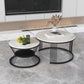 Slate Coffee Table Round Nesting Coffee Table Set for Living Room White Black Clearhalo 'Coffee & Accent Tables' 'Coffee Tables' 'coffee_tables' 'furn' 'furn_coffee_tables' 'Furniture' 'Living Room Furniture' 7296671