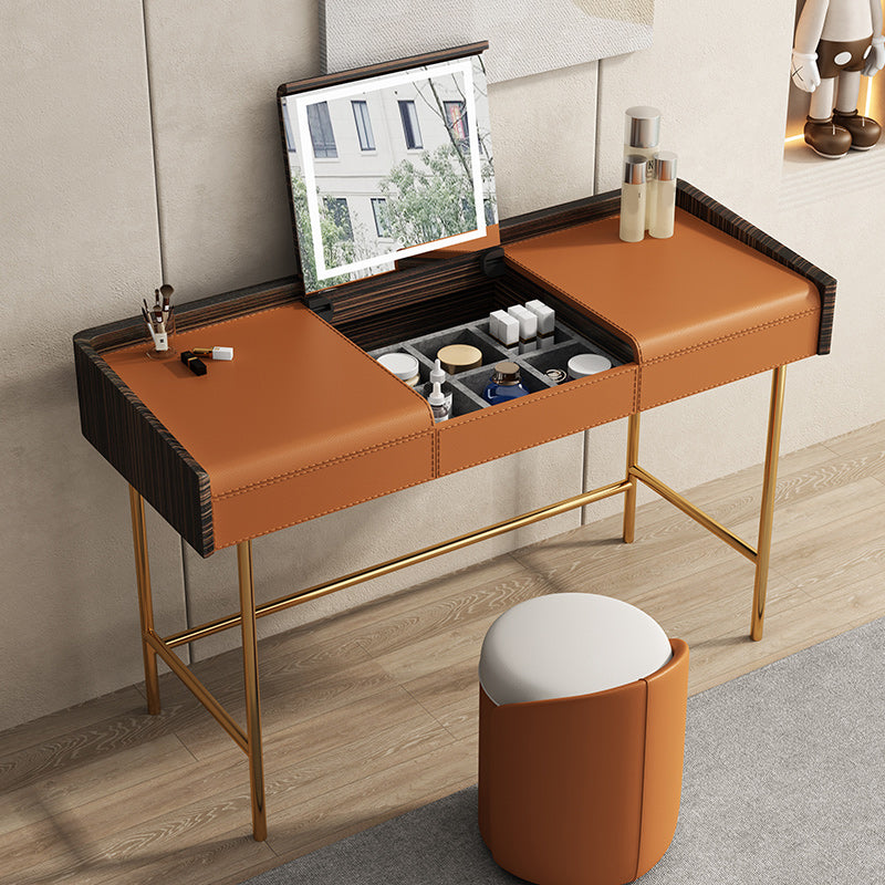 Flip-Top Make-up Vanity Wood Vanity Dressing Table with 2 Storage Drawers
