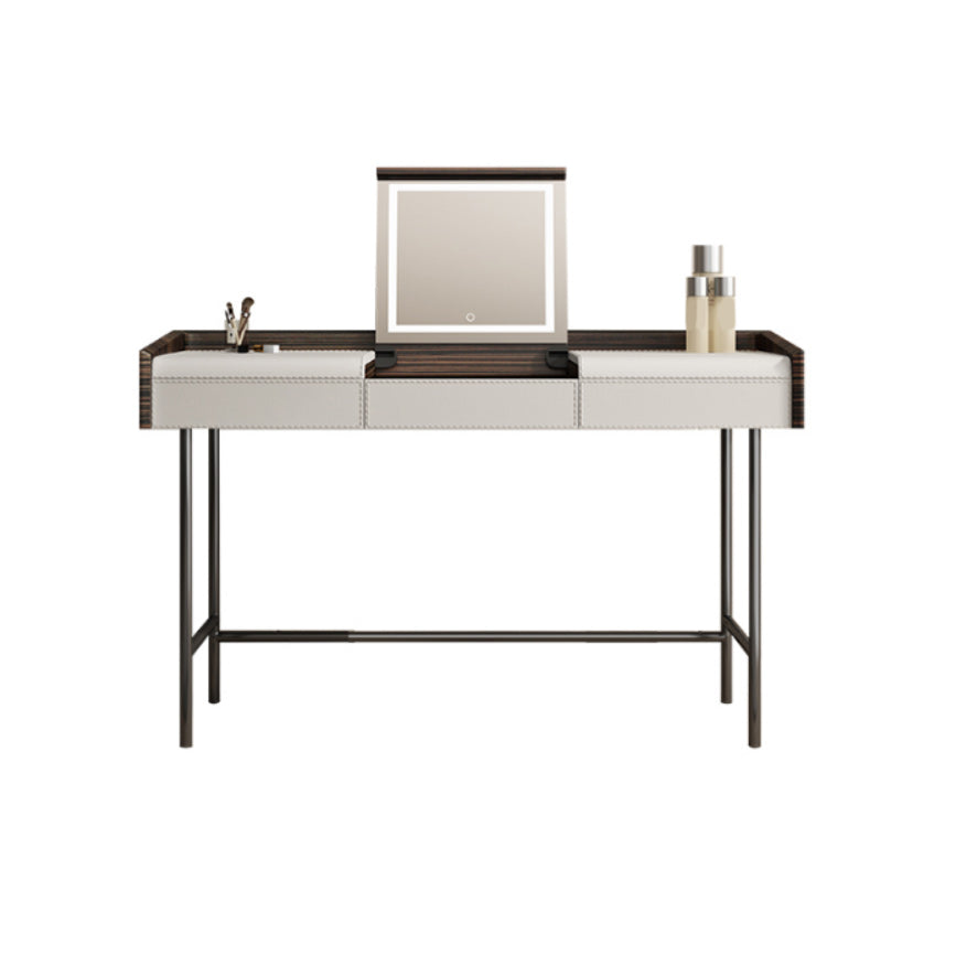 Flip-Top Make-up Vanity Wood Vanity Dressing Table with 2 Storage Drawers