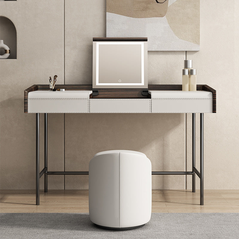 Flip-Top Make-up Vanity Wood Vanity Dressing Table with 2 Storage Drawers