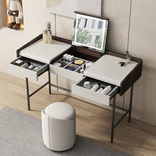 Tavolo da toeletta da toeletta in legno per trucco a flip-top con 2 cassetti