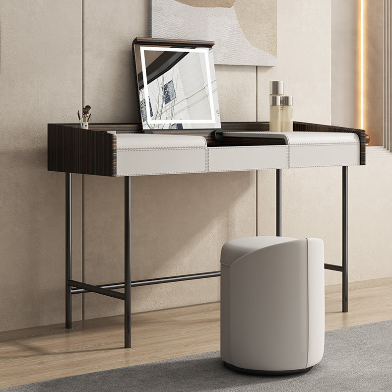 Flip-Top Make-up Vanity Wood Vanity Dressing Table with 2 Storage Drawers