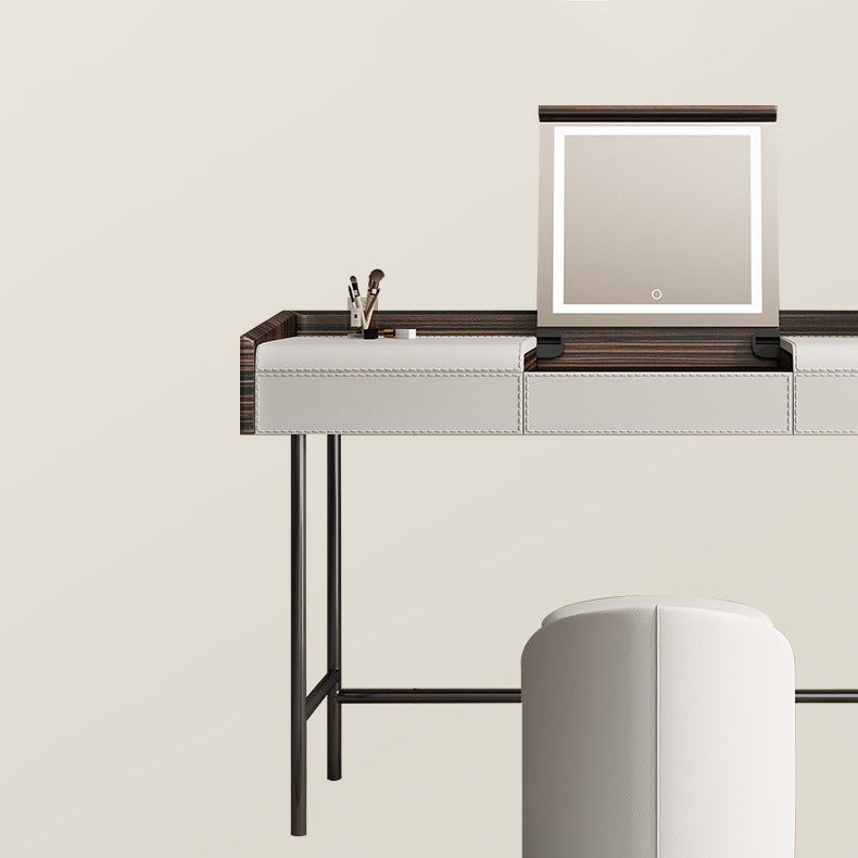 Flip-Top Make-up Vanity Wood Vanity Dressing Table with 2 Storage Drawers