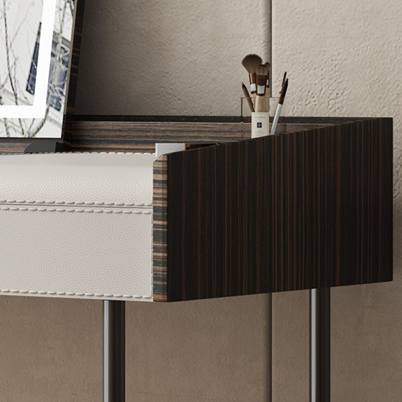 Flip-Top Make-up Vanity Wood Vanity Dressing Table with 2 Storage Drawers