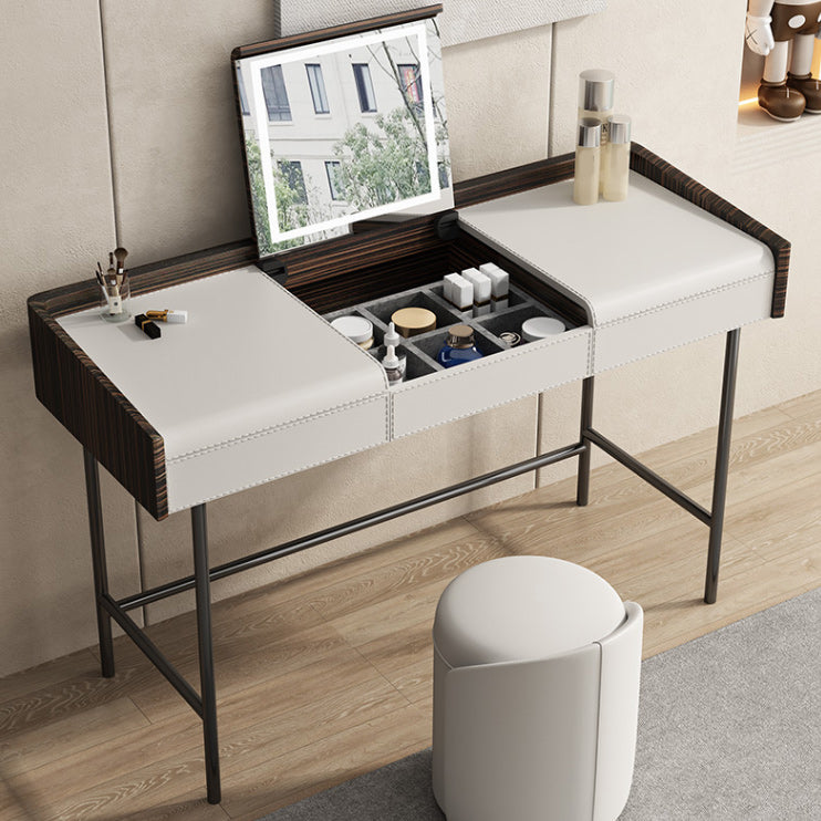 Flip-Top Make-up Vanity Wood Vanity Dressing Table with 2 Storage Drawers