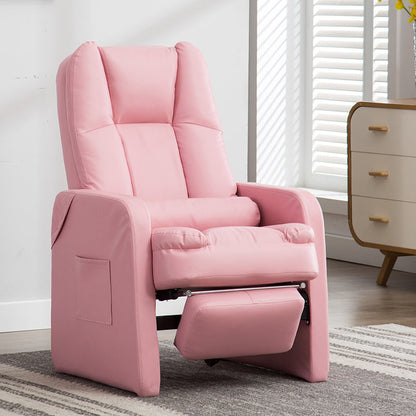Metal Frame Standard Recliner with Footrest Solid Color Upholstered Recliner Chair Pink Clearhalo 'Chairs & Seating' 'furn' 'furn_recliners' 'Furniture' 'Living Room Furniture' 'Recliners' 7296819