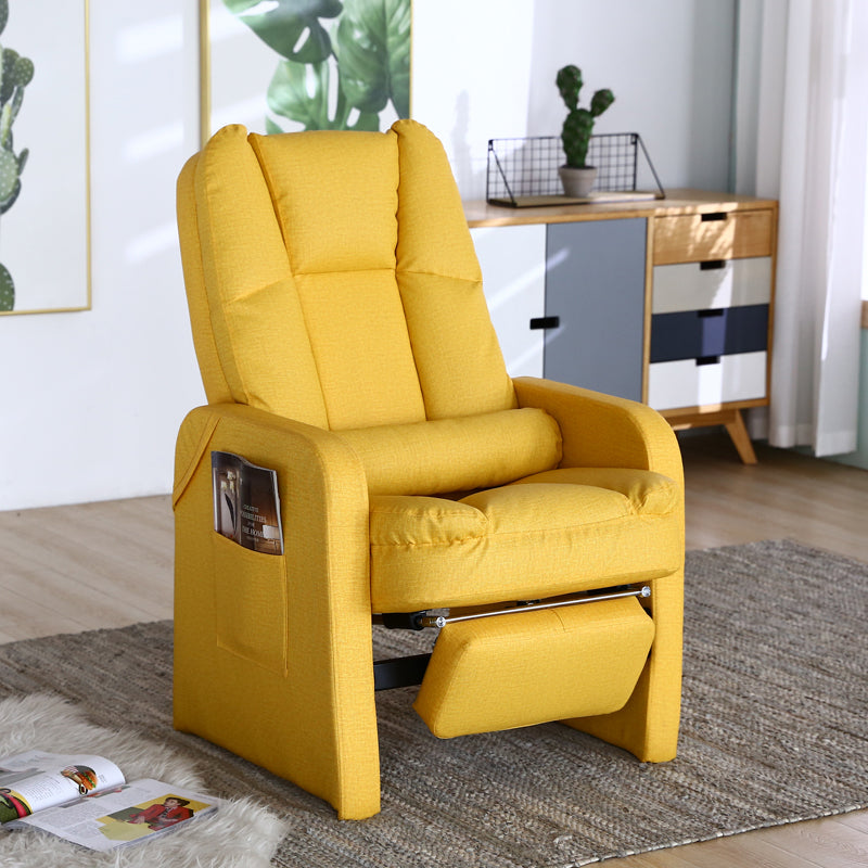Metal Frame Standard Recliner with Footrest Solid Color Upholstered Recliner Chair Yellow Clearhalo 'Chairs & Seating' 'furn' 'furn_recliners' 'Furniture' 'Living Room Furniture' 'Recliners' 7296821