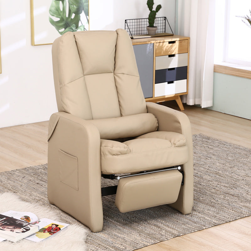 Metal Frame Standard Recliner with Footrest Solid Color Upholstered Recliner Chair Beige Clearhalo 'Chairs & Seating' 'furn' 'furn_recliners' 'Furniture' 'Living Room Furniture' 'Recliners' 7296829