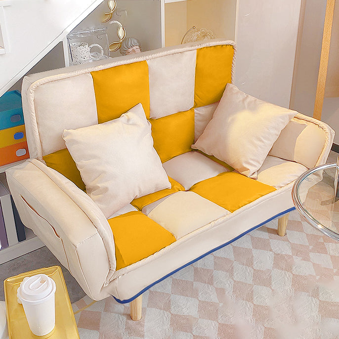 Leather Convertible Sofa Living Room Rolled Arm Loveseat with Pillows