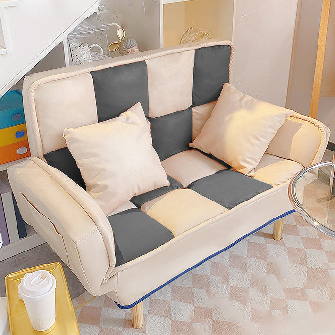 Leather Convertible Sofa Living Room Rolled Arm Loveseat with Pillows