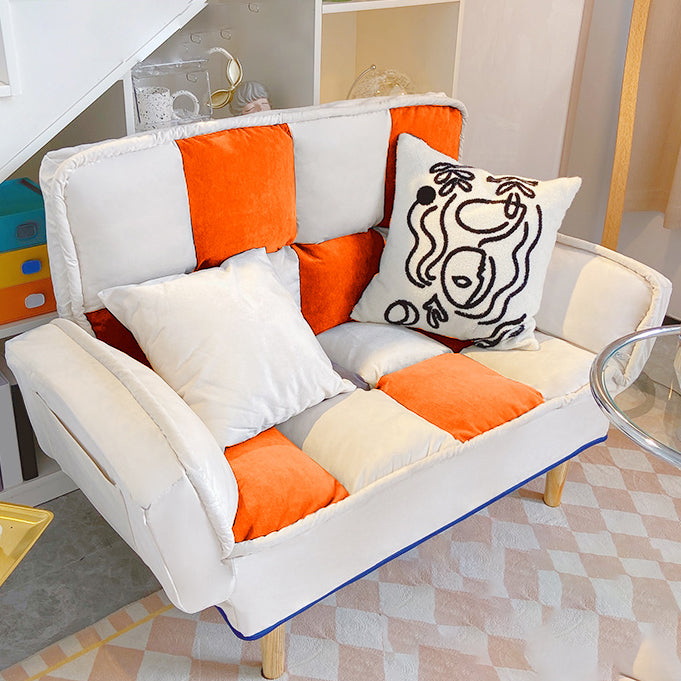 Leather Convertible Sofa Living Room Rolled Arm Loveseat with Pillows