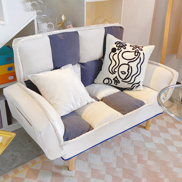 Leather Convertible Sofa Living Room Rolled Arm Loveseat with Pillows