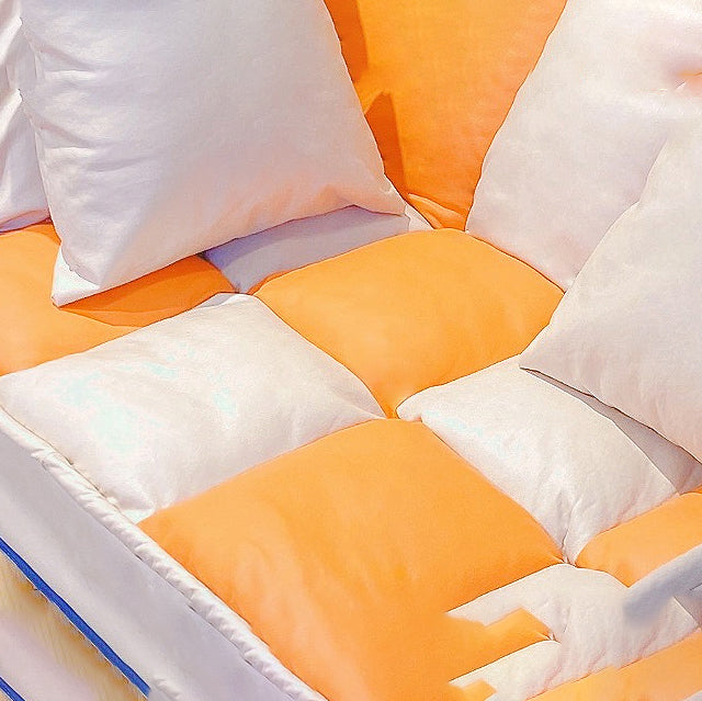 Leather Convertible Sofa Living Room Rolled Arm Loveseat with Pillows