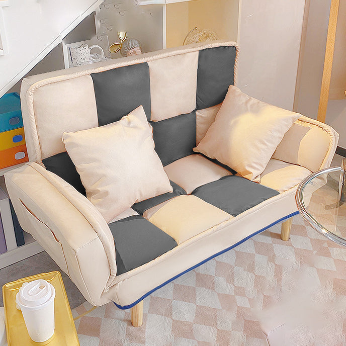 Leather Convertible Sofa Living Room Rolled Arm Loveseat with Pillows