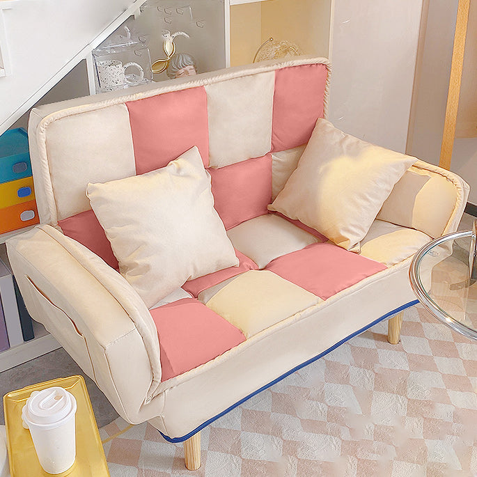 Leather Convertible Sofa Living Room Rolled Arm Loveseat with Pillows