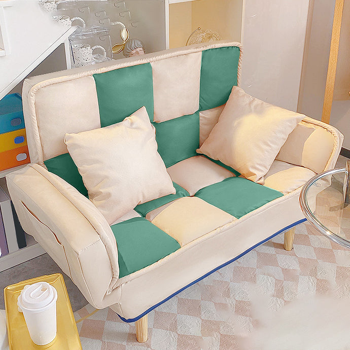 Leather Convertible Sofa Living Room Rolled Arm Loveseat with Pillows